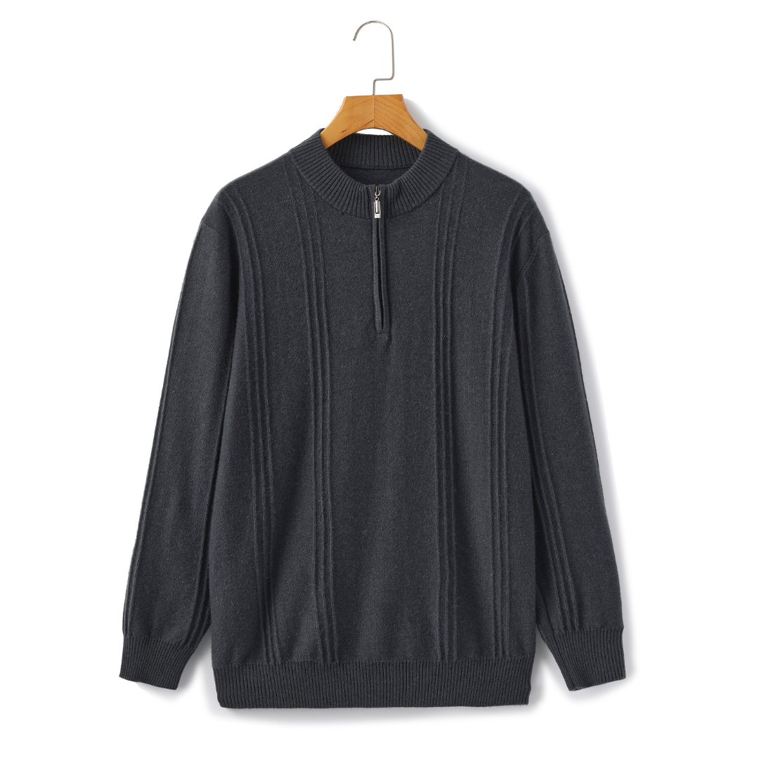 Vittorio | 100% Cashmere Mezza Zip a Coste