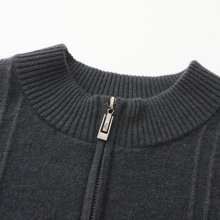 Vittorio | 100% Cashmere Mezza Zip a Coste