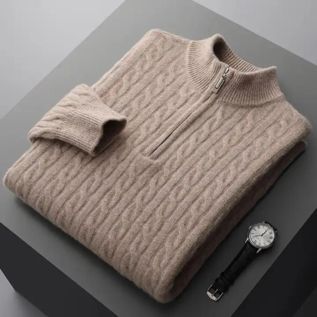 Marcello | 100% Cashmere Tessuto Mezza Zip