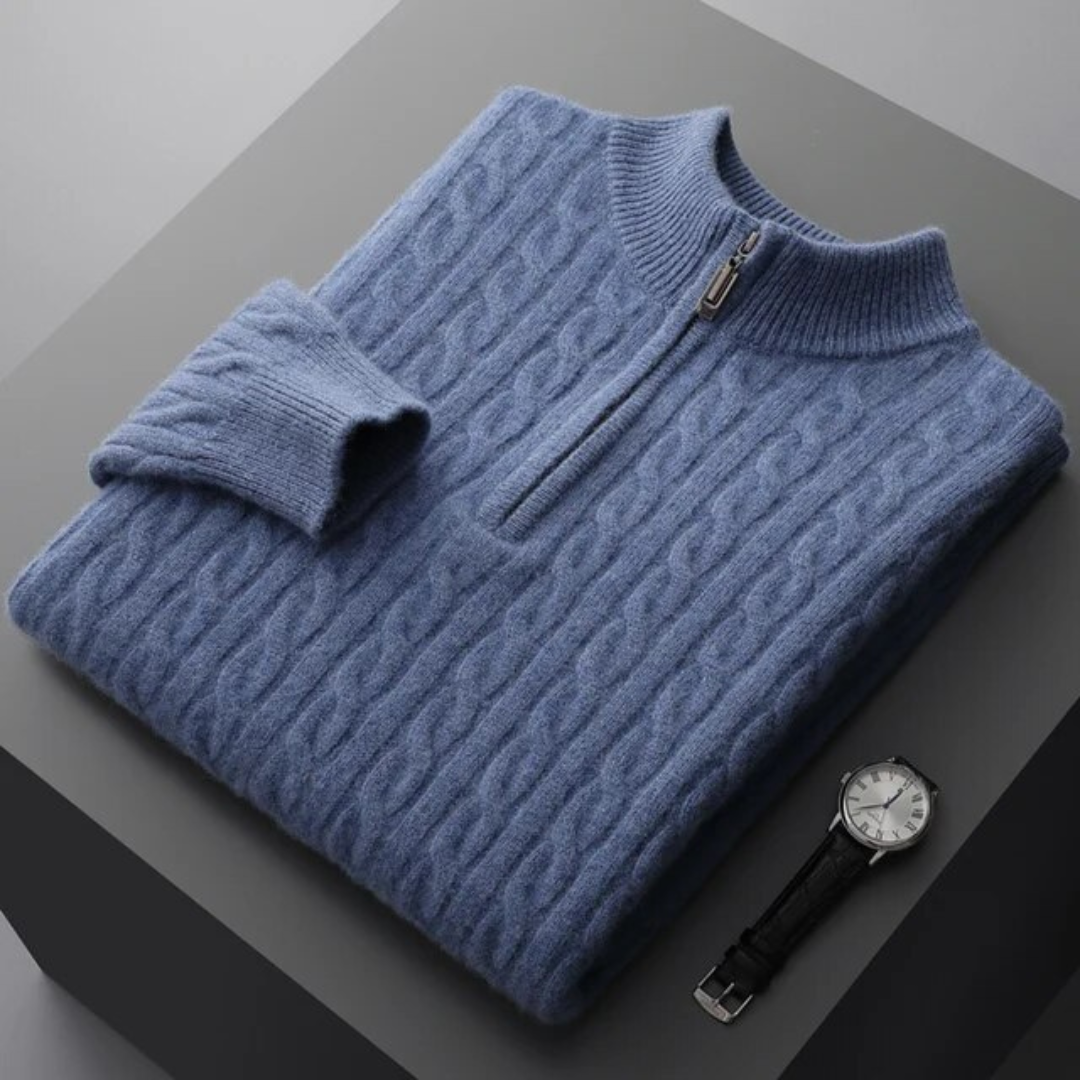 Marcello | 100% Cashmere Tessuto Mezza Zip