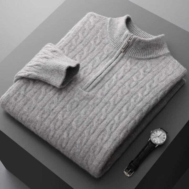 Marcello | 100% Cashmere Tessuto Mezza Zip