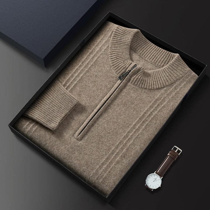 Vittorio | 100% Cashmere Mezza Zip a Coste