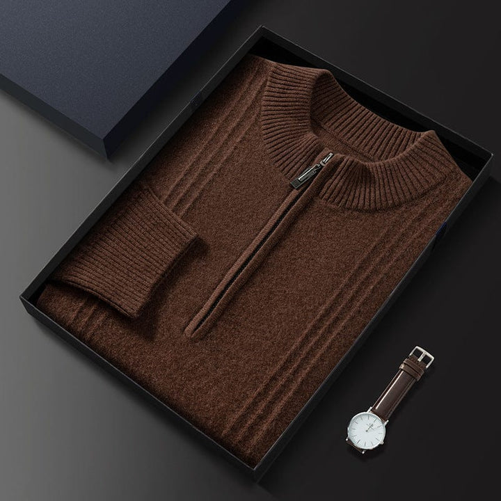 Vittorio | 100% Cashmere Mezza Zip a Coste