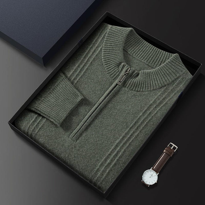 Vittorio | 100% Cashmere Mezza Zip a Coste