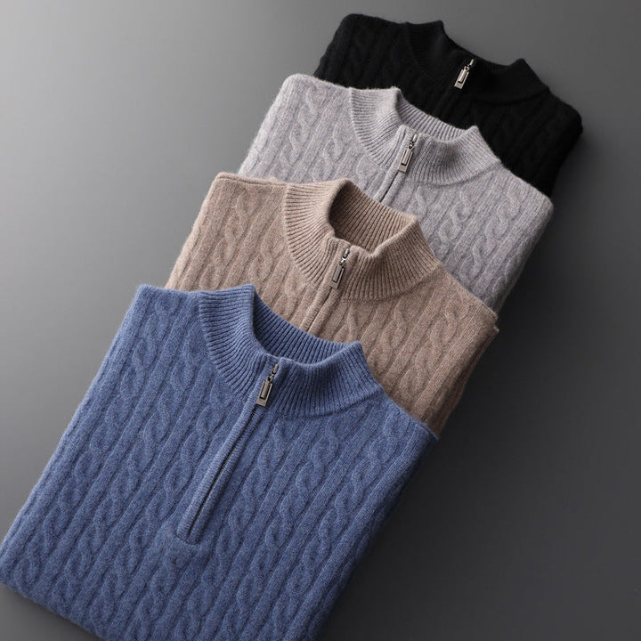 Marcello | 100% Cashmere Tessuto Mezza Zip